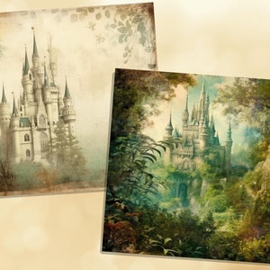 Printable Fairy Fantasy Castle Digital Paper, Fantasy Page, Fairytale ...