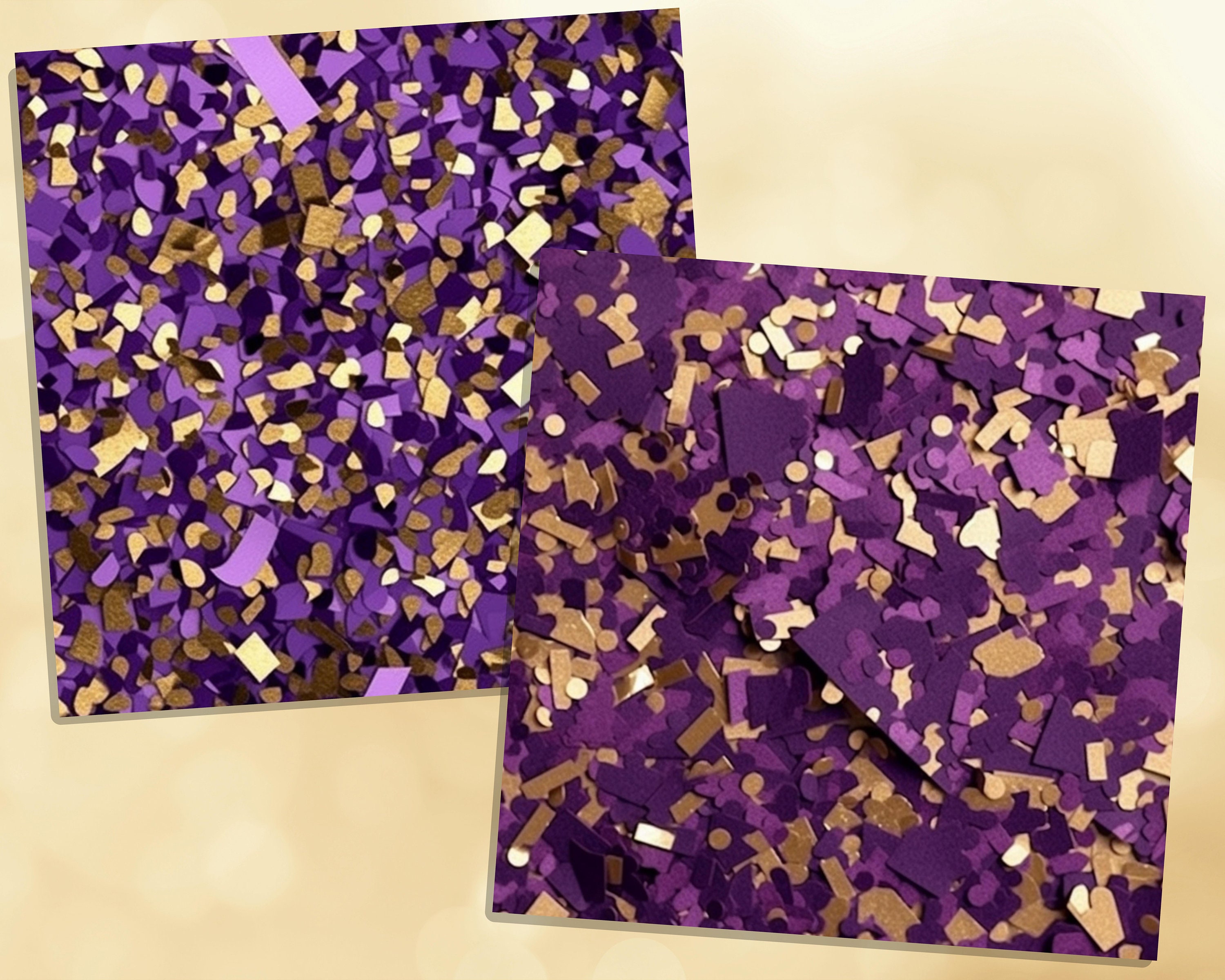 Printable Purple and Gold Confetti Digital Papers, Sequin Pages, Foil ...