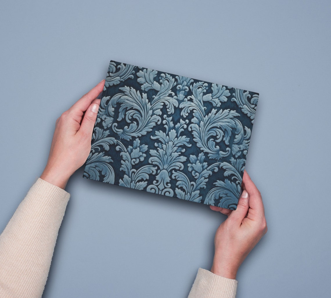 Printable Victorian Blue Damask Junk Journal Pages Kit, Vintage Floral ...