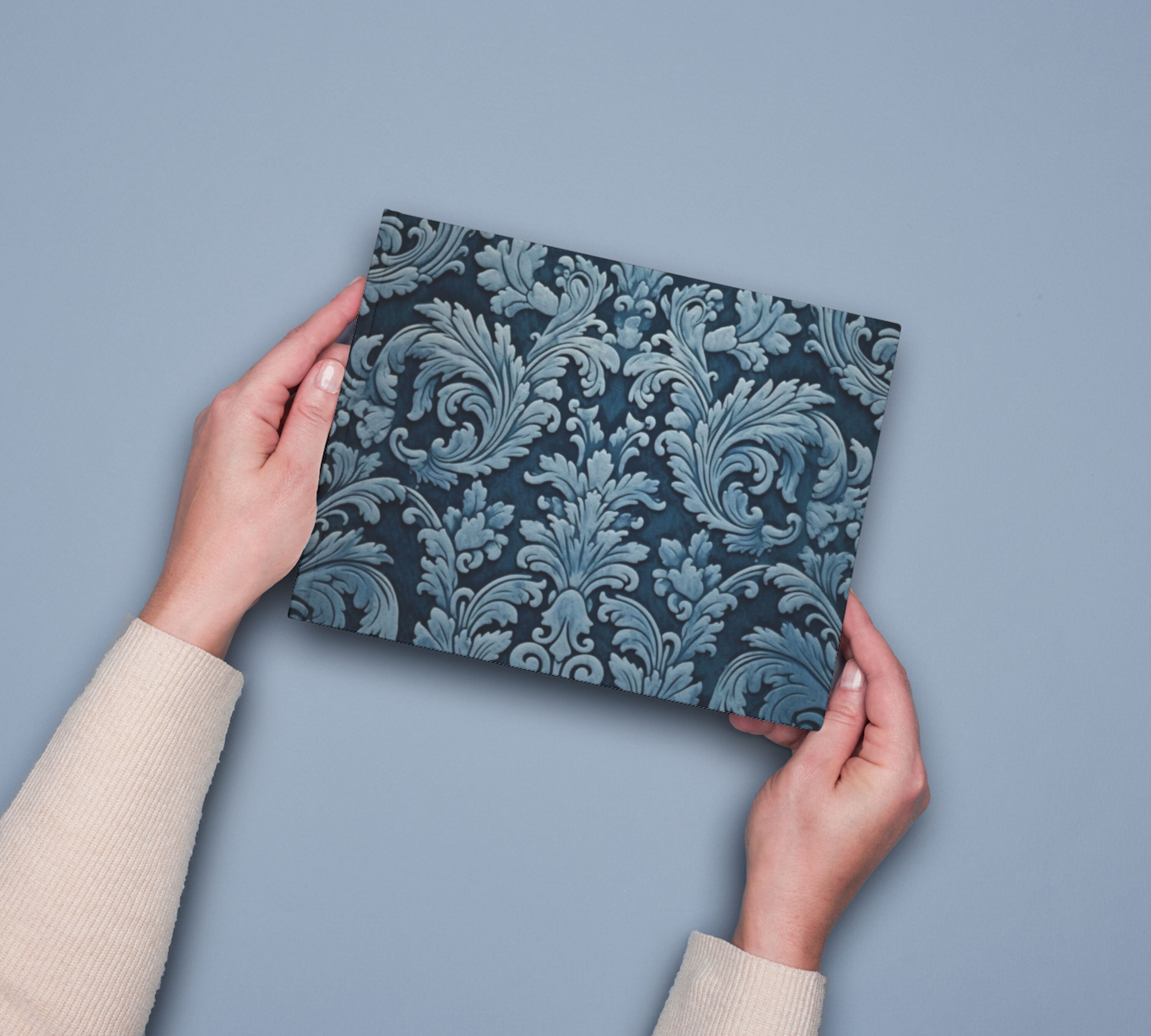 Printable Victorian Blue Damask Junk Journal Pages Kit, Vintage Floral ...