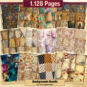 Printable Backgrounds Digital Papers Mega Bundle, Textures Pages Bundles, Vintage Ephemera, Download Junk Journal, Scrapbooking, Card Making