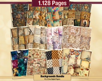 Printable Backgrounds Digital Papers Mega Bundle, Textures Pages Bundles, Vintage Ephemera, Download Junk Journal, Scrapbooking, Card Making