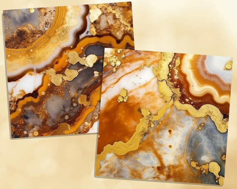 Printable Agate Textures Digital Papers, Gold Vein Agate Page, Strata ...
