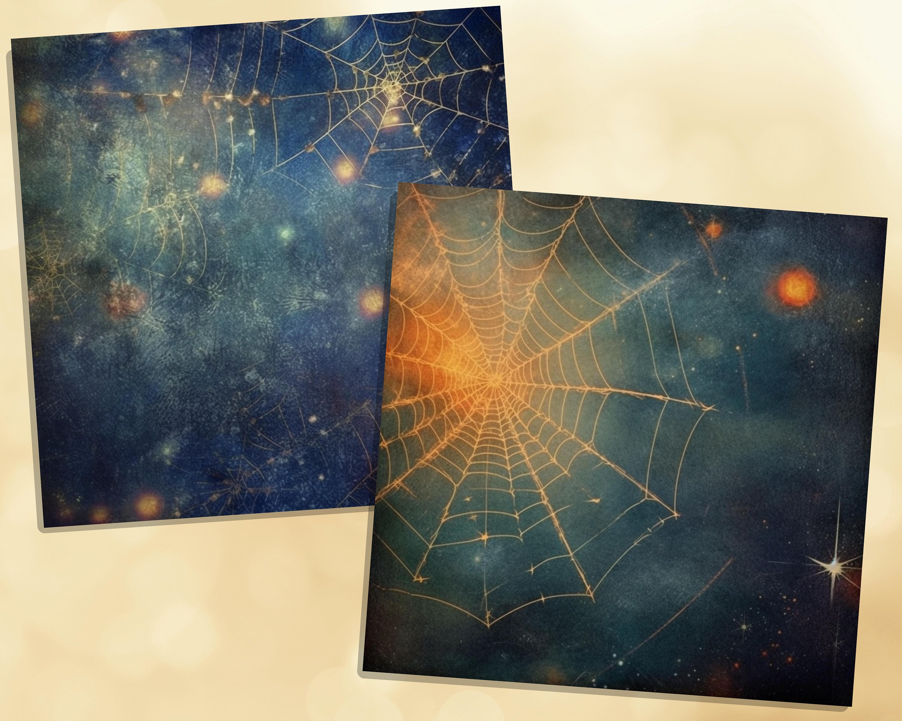 Printable Starry Spider Webs Digital Papers, Spider Pages, Celestial ...