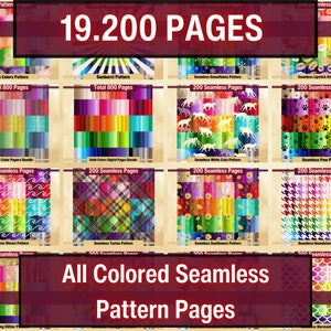 ALL Colored Seamless Pattern Pages Bundle, All in One Papers, Backgrounds, Download Junk Journal, Scrapbooking, Card Making, Commercial Use