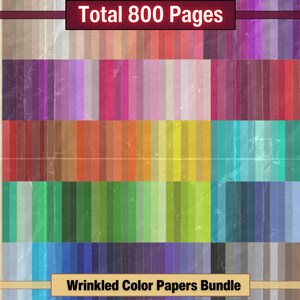Printable 200 Wrinkled Color Digital Papers Bundle, Crumpled Rainbow Colour Page, Ephemera, Download Junk Journal, Scrapbooking, Card Making