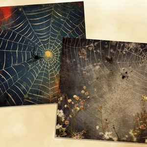 Printable Starry Spider Webs Digital Papers, Spider Pages, Celestial ...