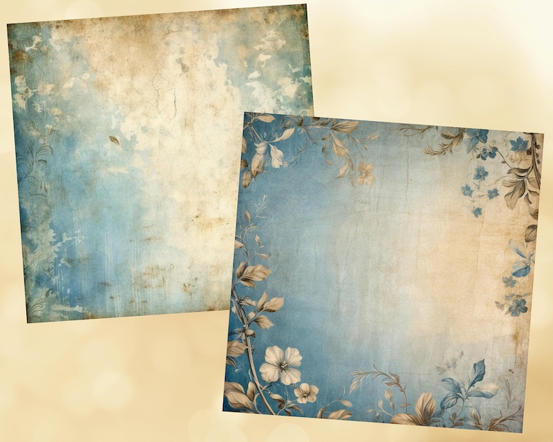 Printable Vintage Blue Digital Paper, Pretty Pages, Shabby Chic ...
