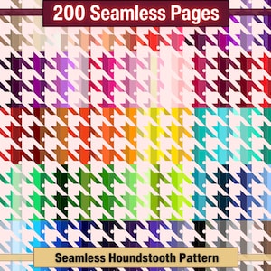 Printable 200 Seamless Houndstooth Pattern Digital Papers, Houndstooth Color Pages, Collage Paper Pack, Download Junk Journal, Scrapbooking