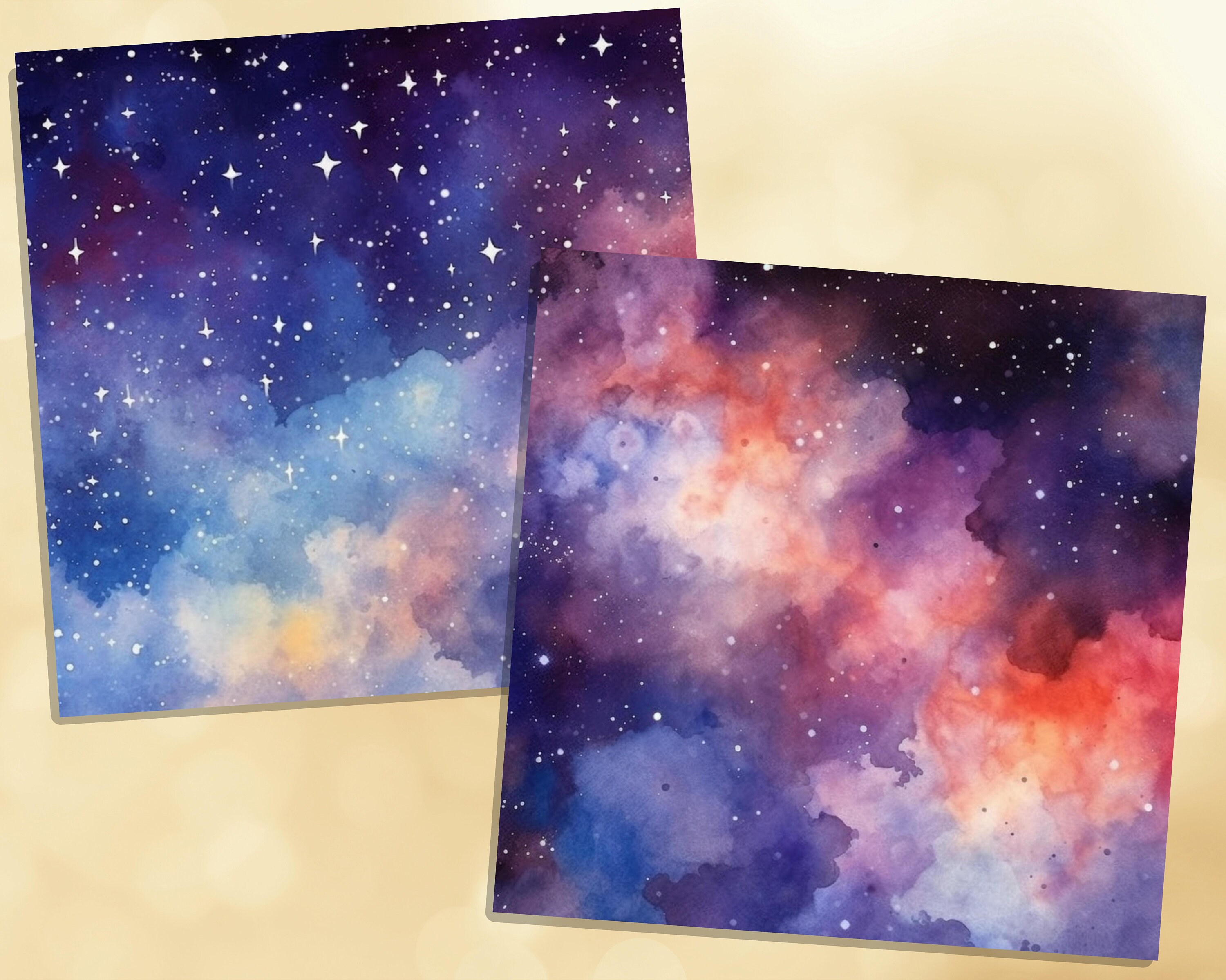 Printable Painted Galaxy Digital Papers Starry Night Pages - Etsy