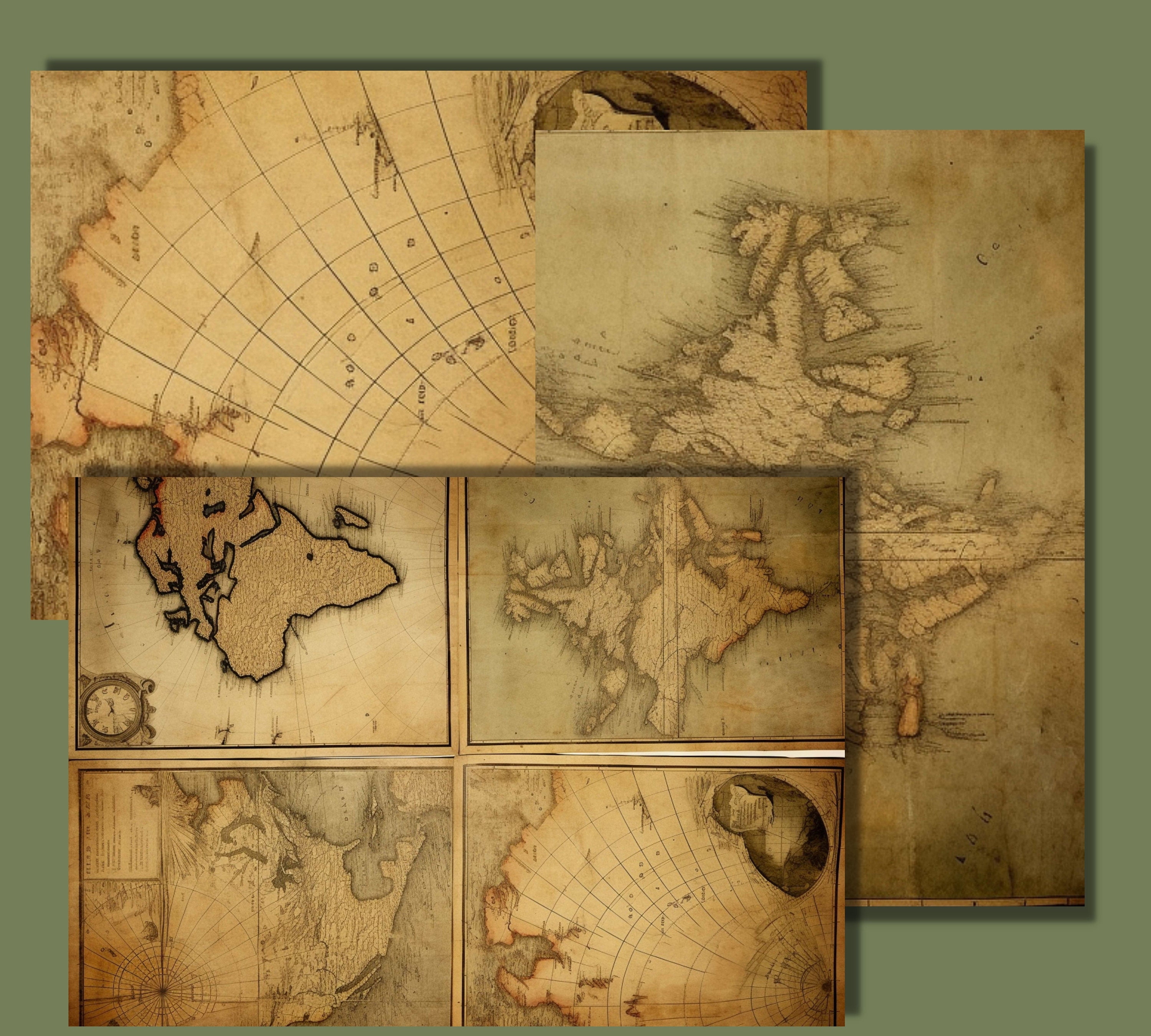 Printable Vintage Maps Digital Paper, Antique World Map Ephemera ...