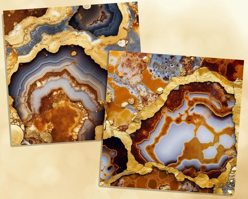 Printable Agate Textures Digital Papers, Gold Vein Agate Page, Strata ...