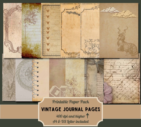 Vintage Tea Diary Scrapbooking Journal Paper Vintage Themed Digital  Download Digital Scrapbook Printable Craft Paper 