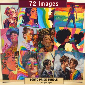 72 Documentos digitales del Mes del Orgullo LGBTQ+, Páginas gay lesbianas imprimibles, Fondo del arco iris, Efímera, Diario basura de descarga instantánea, Scrapbooking