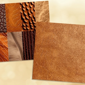 Printable Leather Textures Digital Papers, Rustic Leather Page, Brown ...