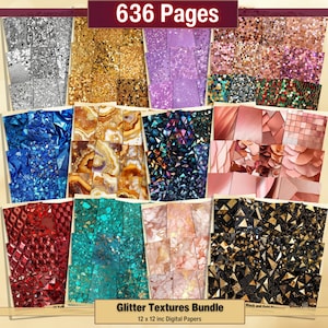 Printable Glitter Textures Digital Paper Mega Bundle, Glam Page Bundles, Ephemera, Background, Download Junk Journal, Scrapbook, Card Making