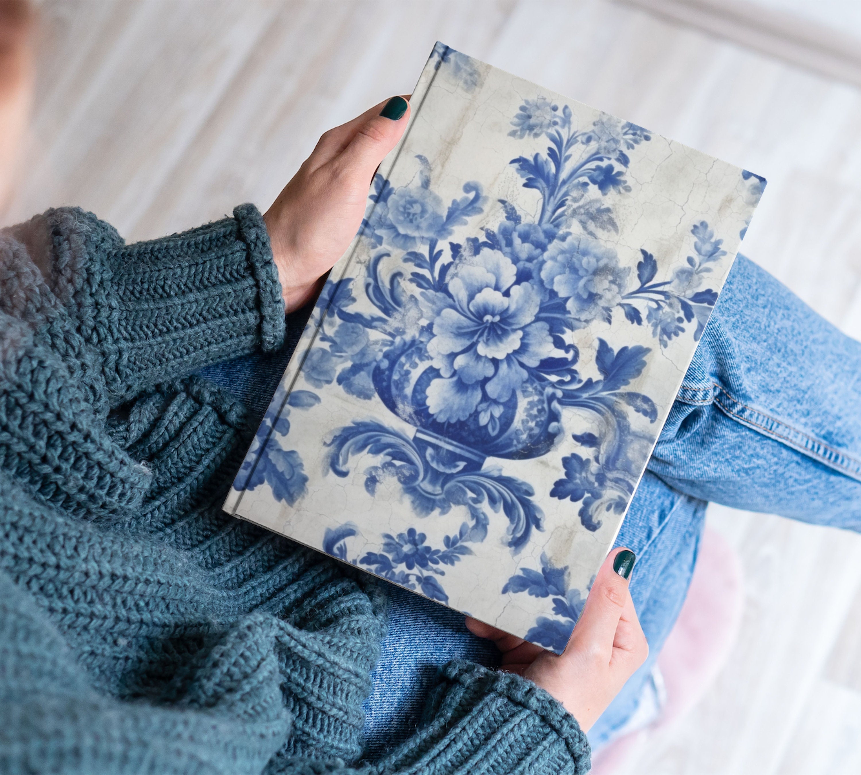 Printable Victorian Blue Damask Junk Journal Pages Kit, Vintage Floral ...