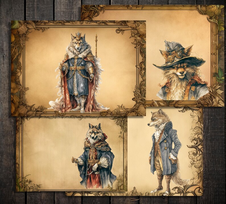 Fairytale Wolf Printable Junk Journal Pages Instant Download Etsy