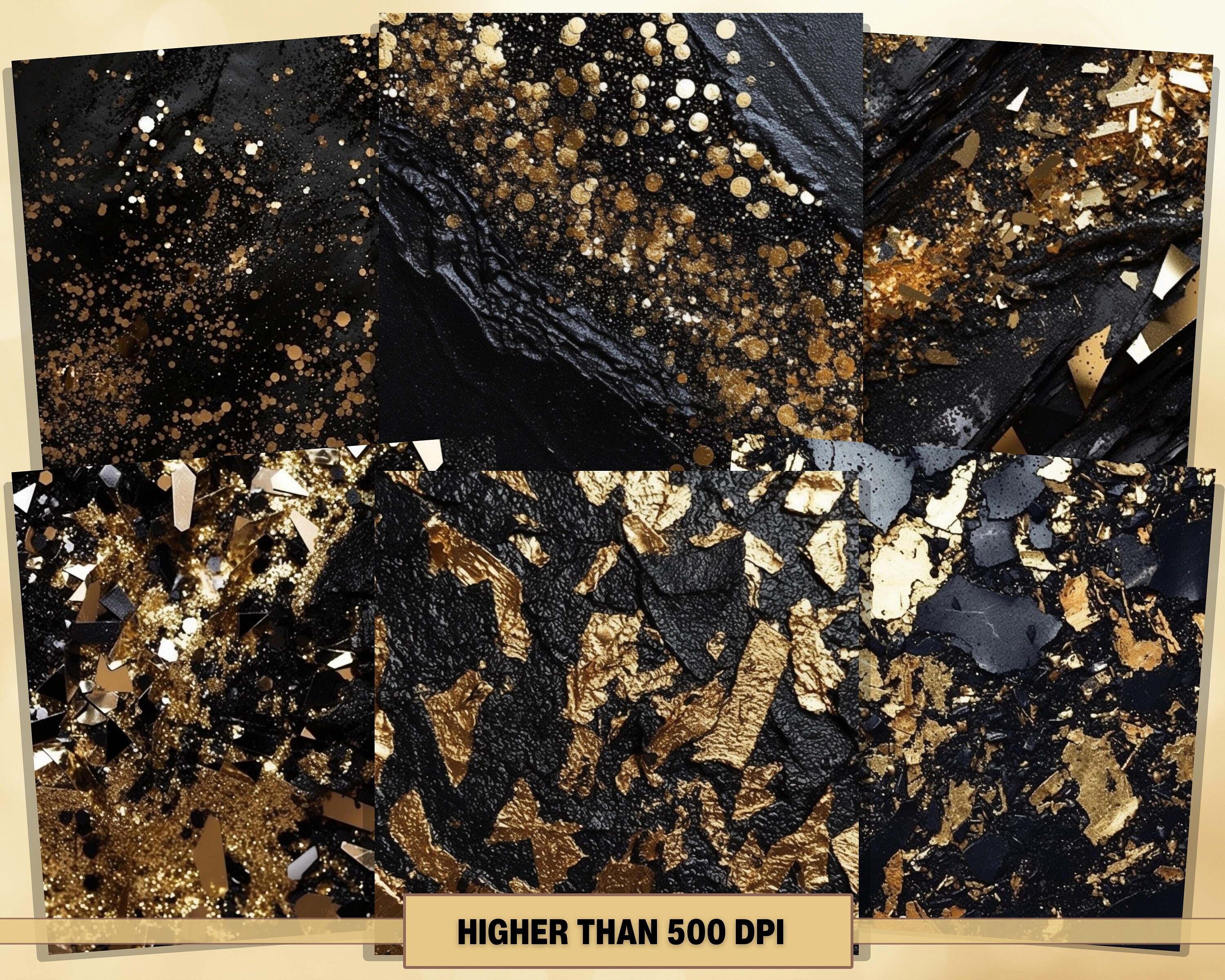 Printable Black Glitter Digital Papers Black &amp; Gold Sequin - Etsy