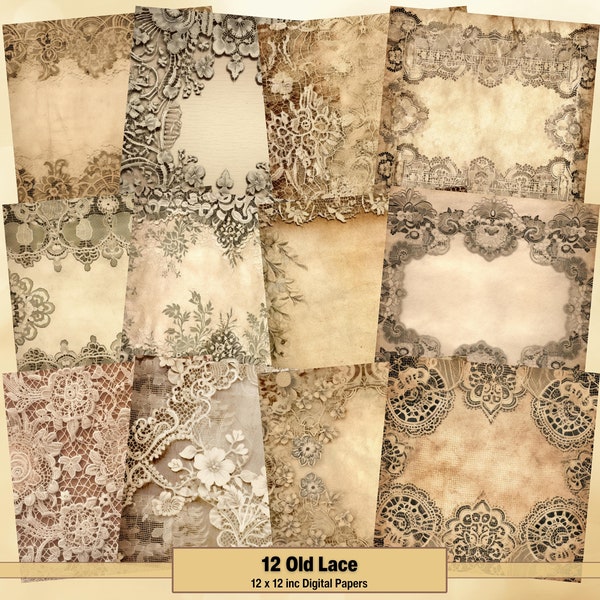 Printable Old Lace Digital Paper, Victorian Laced Pages, Parchment Background, Ephemera, Download Junk Journal, Scrapbooking, Card Making