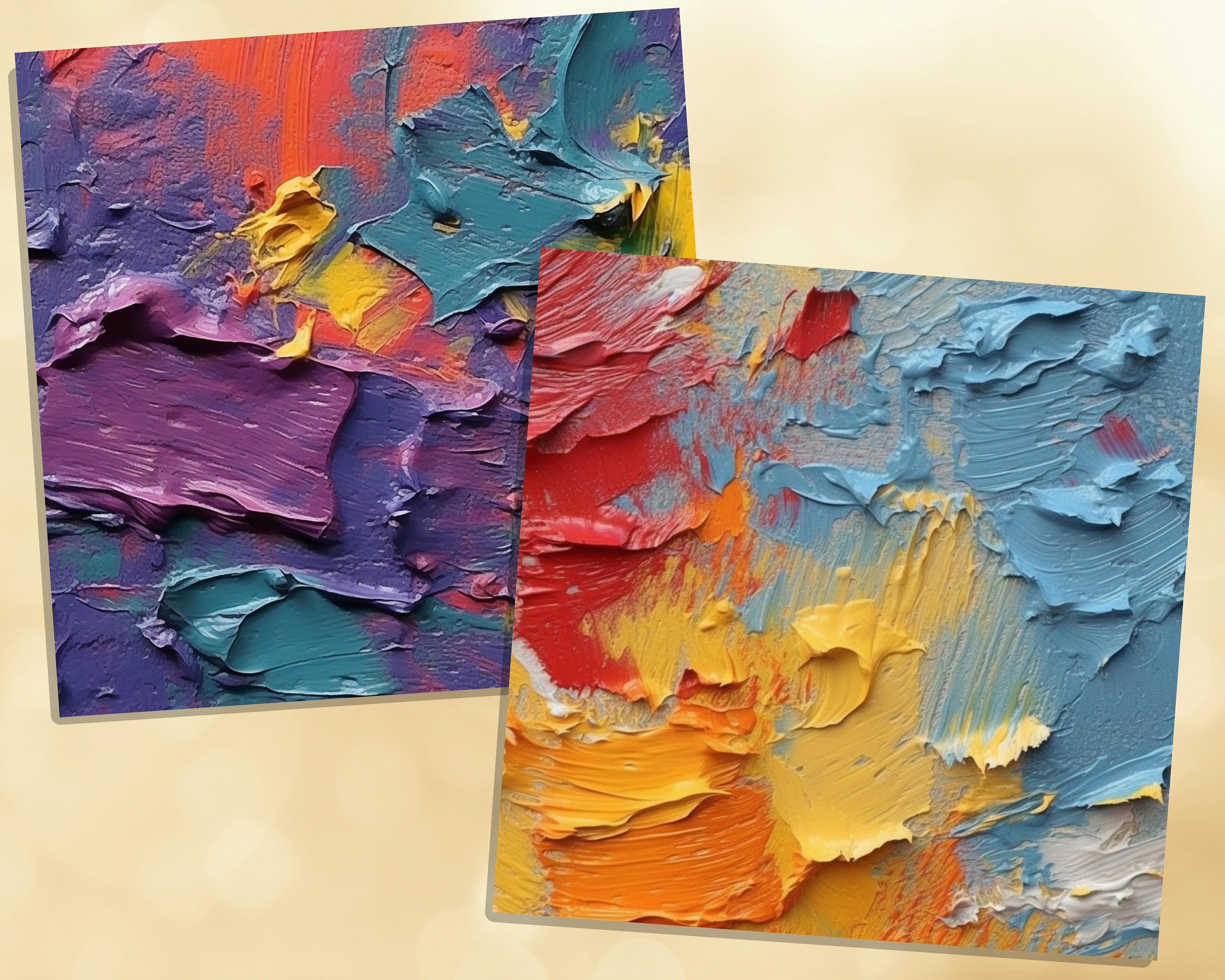 Printable Thick Oil Paint Texture Digital Papers, Brush Strokes Page ...