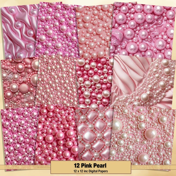 Printable Pink Pearl Digital Paper, Pearl Patterns Page, Silk & Pearl Background, Ephemera, Download Junk Journal, Scrapbooking, Card Making