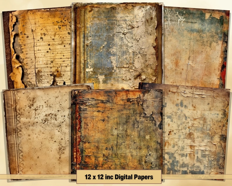 Printable Grunge Old Digital Papers, Antique Pages, Shabby Texture ...
