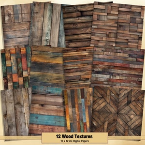 Printable Wood Textures Digital Papers, Rustic Wood Pages, Distressed Background, Ephemera, Download Junk Journal, Scrapbooking, Card Making