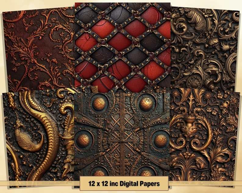 Printable Gothic Leather Digital Papers, Leather Textures Pages, Goth ...