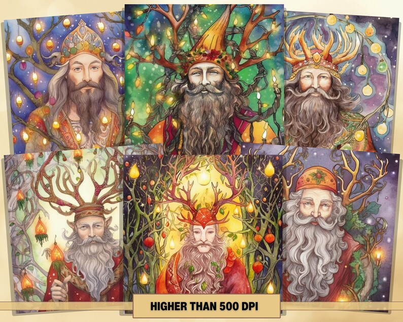 Printable Watercolor Yule Gods Digital Papers Noel Page - Etsy UK