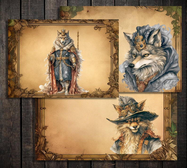 Fairytale Wolf Printable Junk Journal Pages Instant Download Etsy