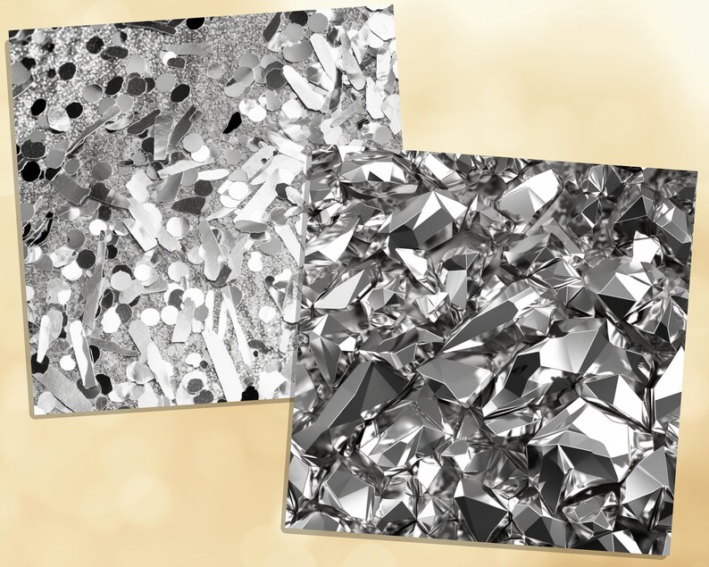 Printable Luxury Silver Digital Papers, Glitter Pages, Sequins ...