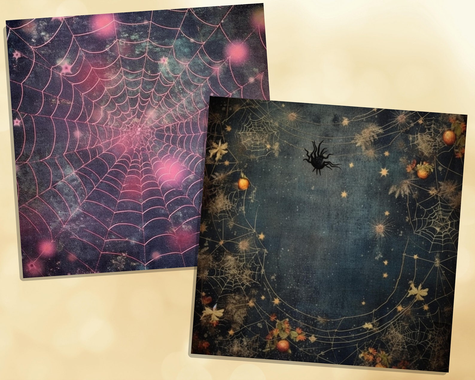 Printable Starry Spider Webs Digital Papers, Spider Pages, Celestial ...