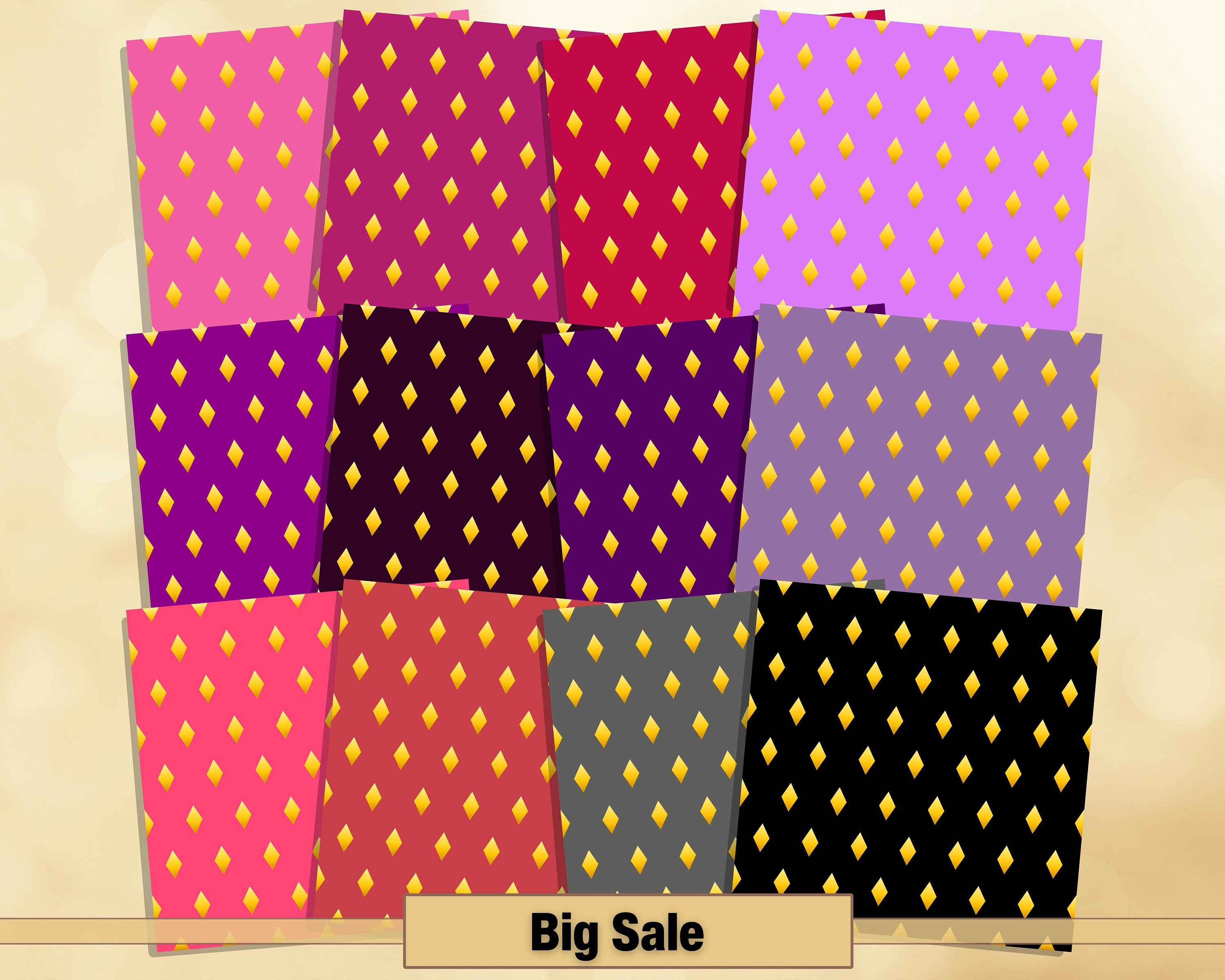 Printable 200 Seamless Diamond Pattern Digital Papers, Diamond Rainbow ...