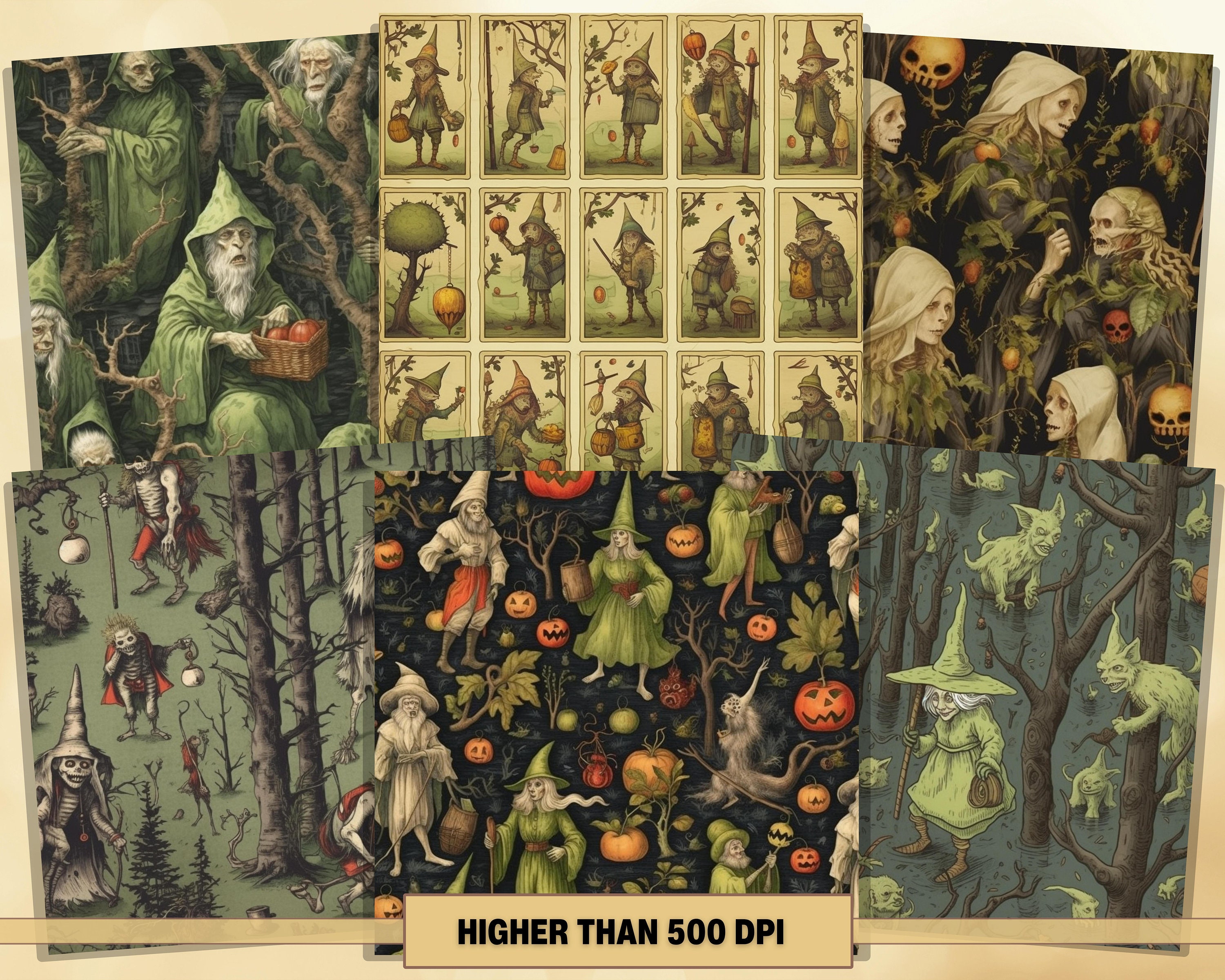 Printable Goblin Forest Digital Papers, Witchy Pages, Scary Background ...