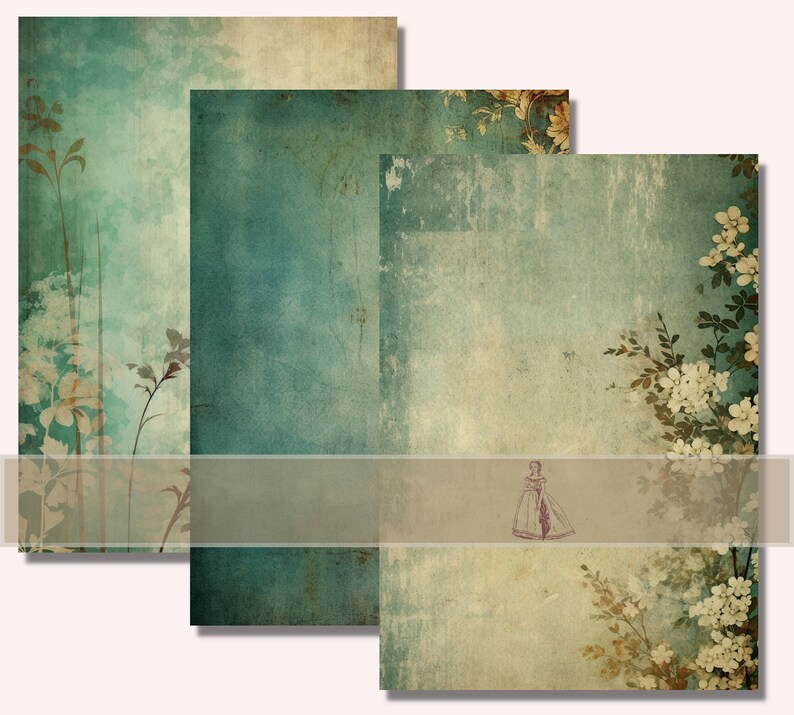 Printable Green Floral Junk Journal Pages Kit Vintage Rose - Etsy