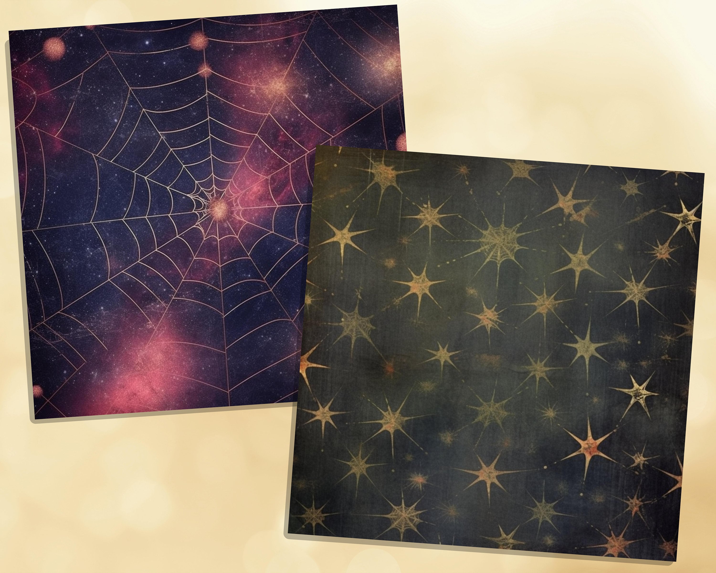 Printable Starry Spider Webs Digital Papers, Spider Pages, Celestial ...