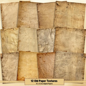 Printable Old Paper Textures Digital Papers, Distressed Page, Background, Vintage Ephemera, Download Junk Journal, Scrapbooking, Card Making
