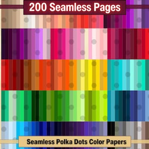 Printable 200 Seamless Polka Dots Pattern Digital Paper, Tinted Rainbow Colour Page, Collage Paper Pack, Download Junk Journal, Scrapbooking
