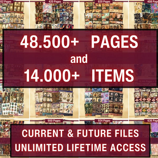 WHOLE ENTIRE SHOP Mega Bundles Digital Papers, All in One Pages, Unlimited Lifetime Access, Instant Download Digital Pages, Commercial Use