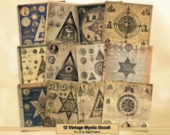 Mystic Occult Digital Paper: Vintage Gothic Ephemera (Digital Download)