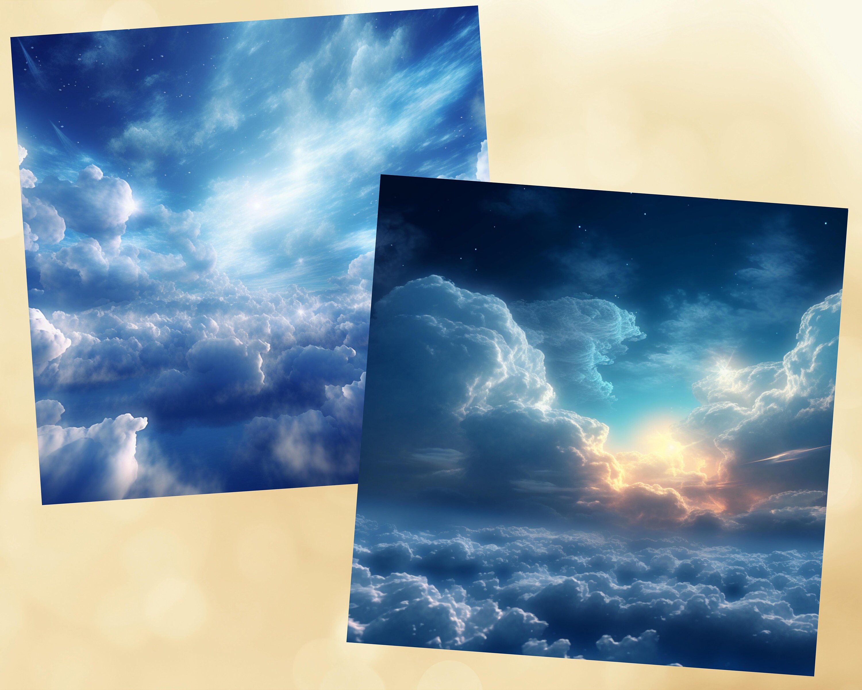 Printable Fantasy Clouds Digital Papers, Cloudy Sky Page, Background ...