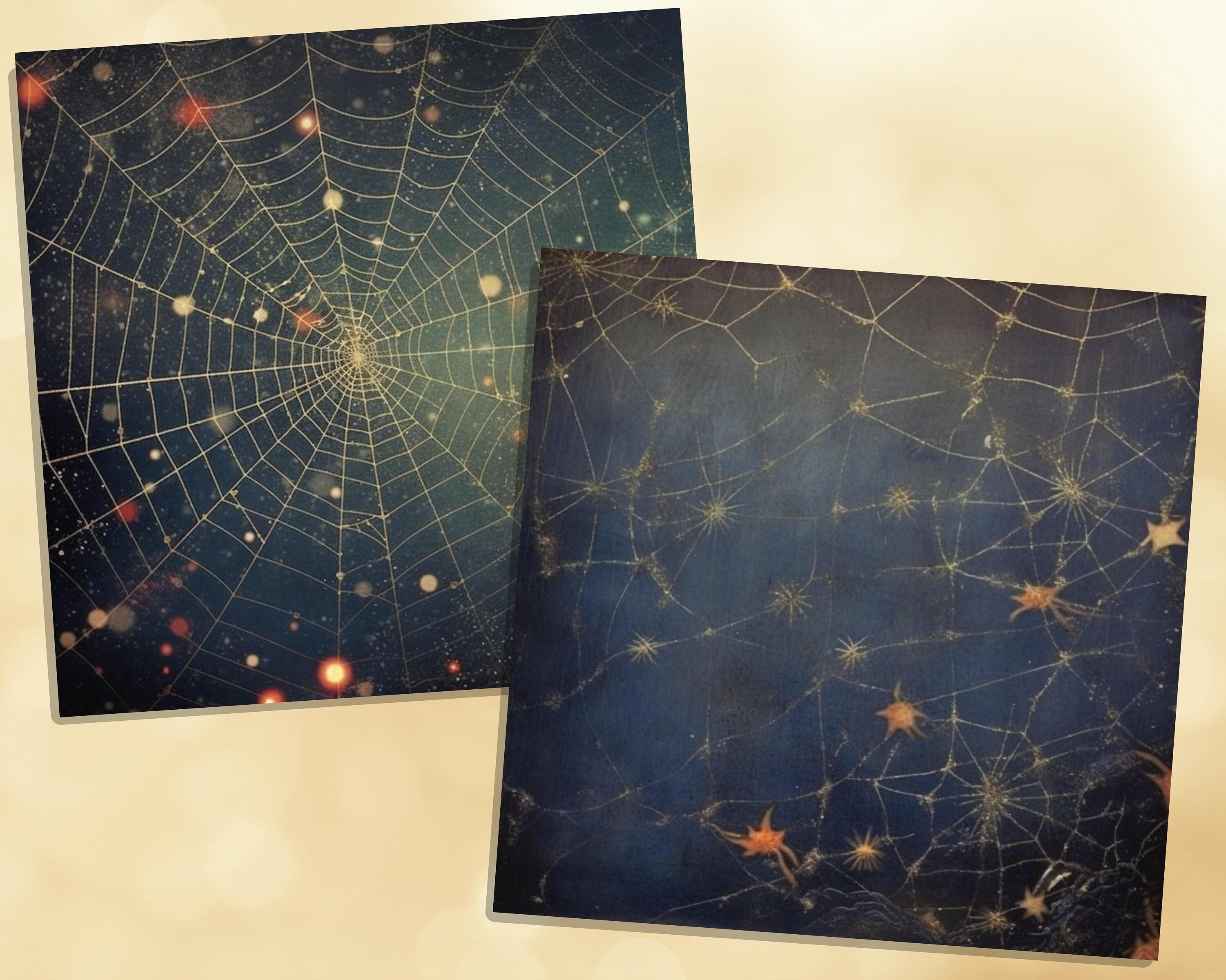 Printable Starry Spider Webs Digital Papers, Spider Pages, Celestial ...