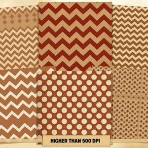 Printable Brown Chevron Patterns Digital Papers, Polka Dots Pages ...