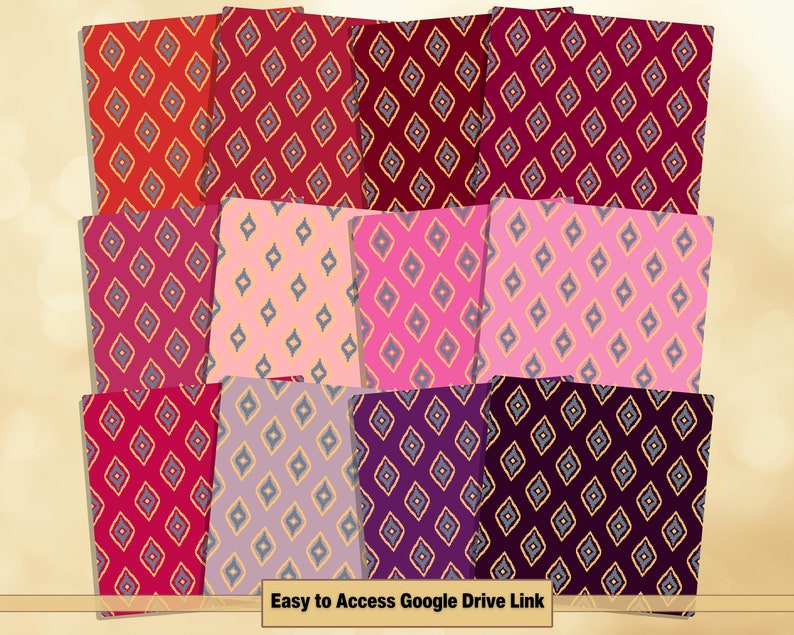 Printable 200 Seamless Ikat Pattern Digital Papers, Ikat Diamonds Color ...