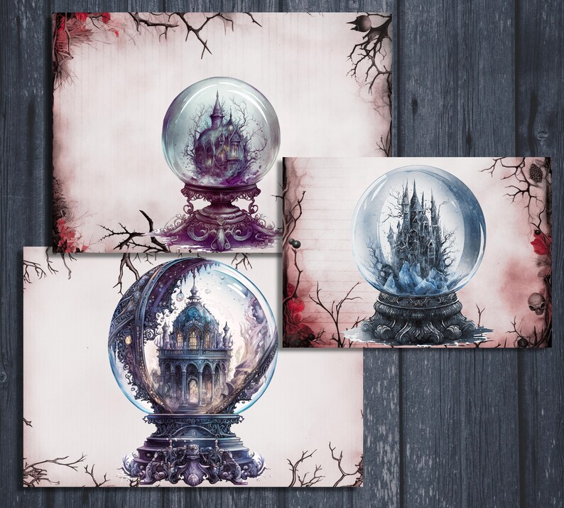 Printable Crystal Balls Digital Paper Fortune Tellers Etsy