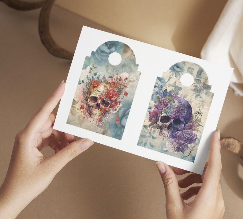 Printable Floral Skull Junk Journal Pages and Tags Kit - Etsy