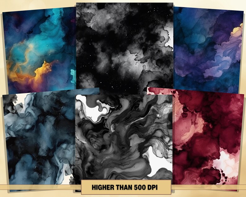 Printable Dark Ink Textures Digital Papers Alcohol Ink Pages - Etsy