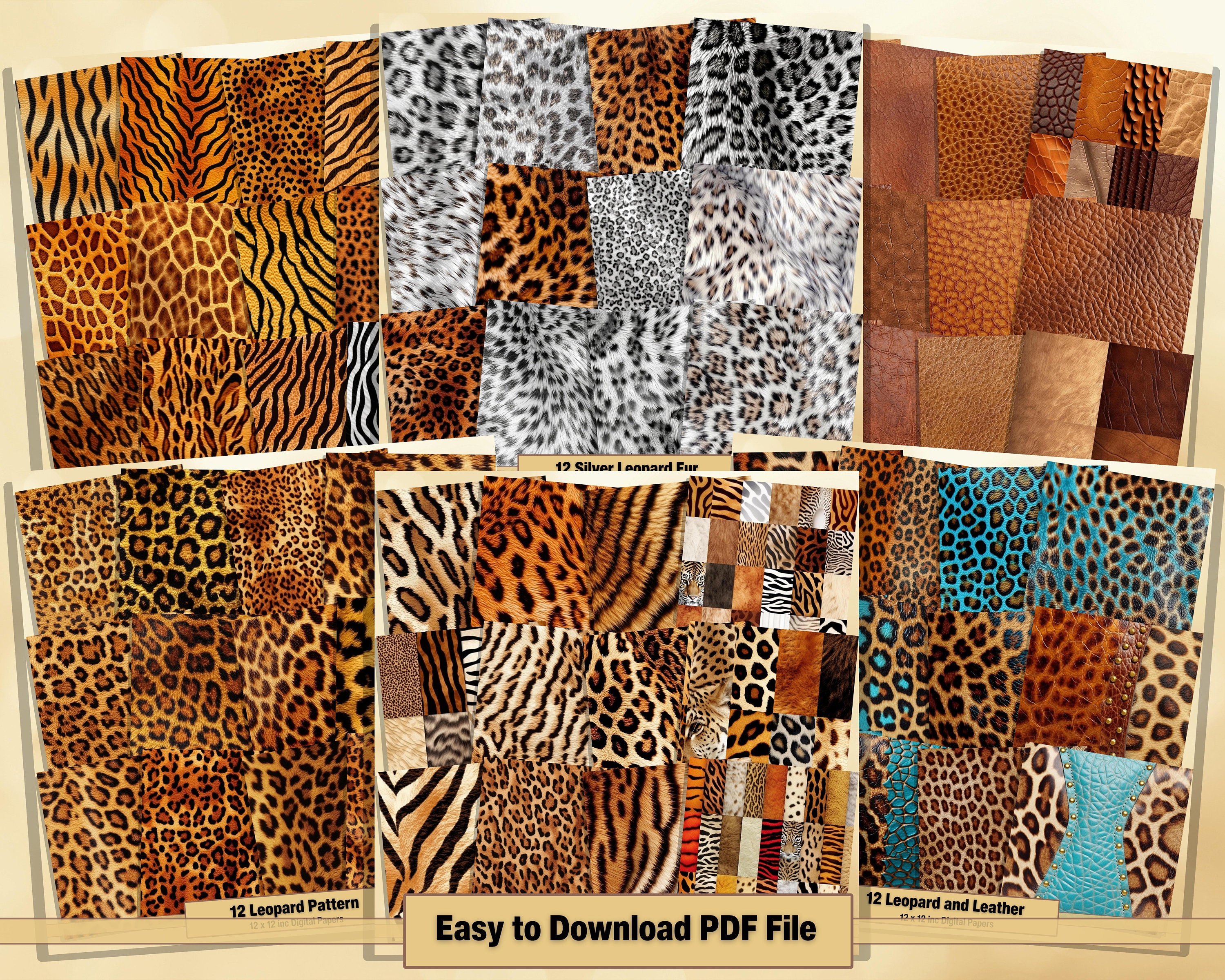Paper Texture Animals Printable Animals Digital Paper Mega Bundle, Animal Textures Bundles ...