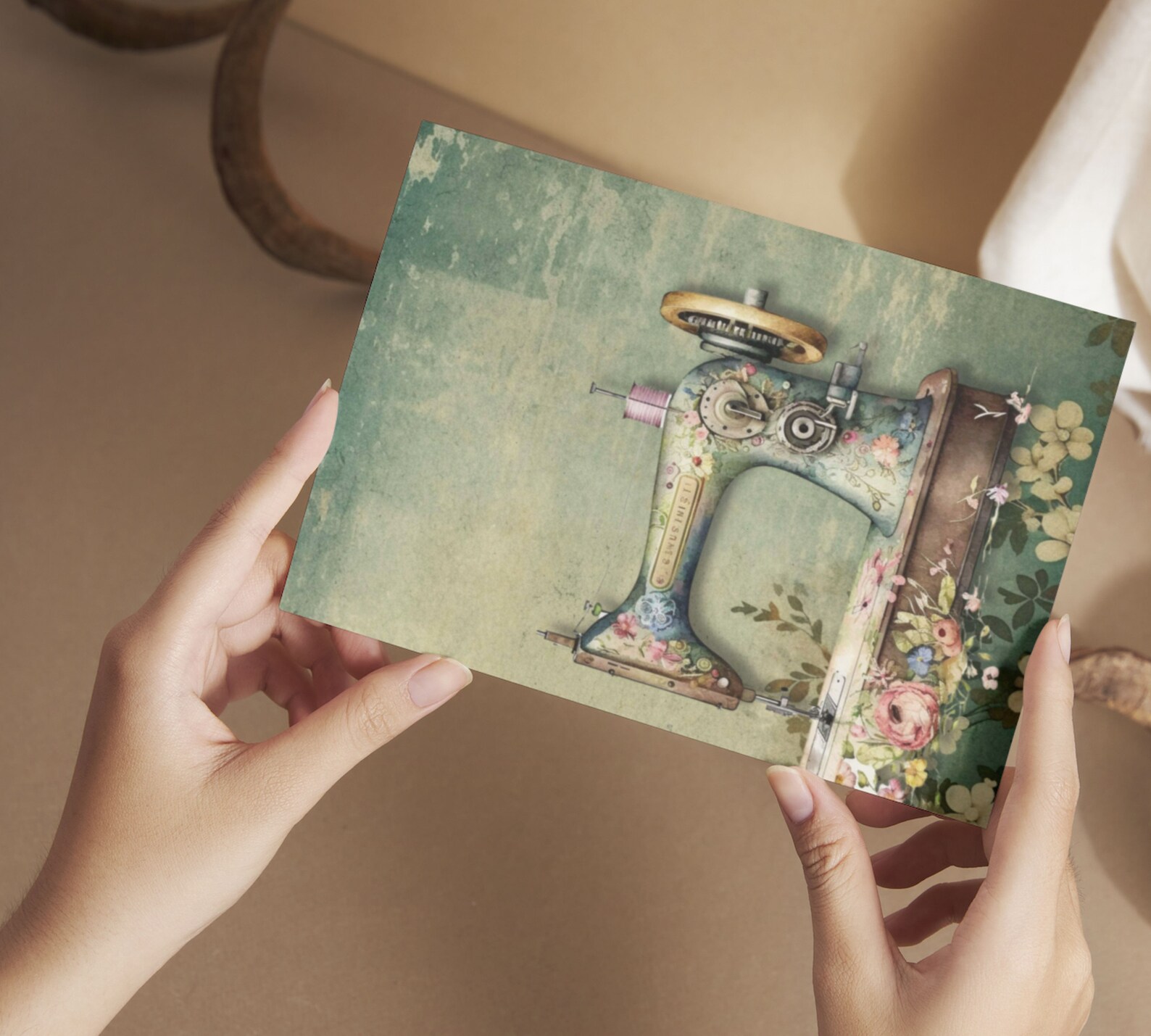 Printable Floral Sewing Digital Paper Sewing Machine Etsy